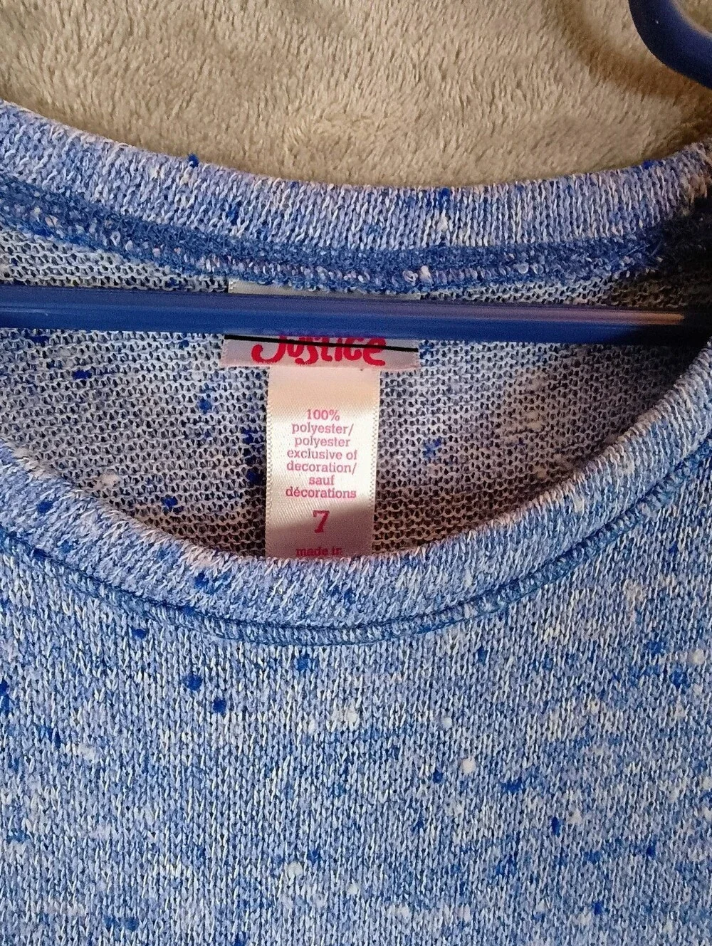 Girls Justice Blue Knit Top Lace Accents Size 7
